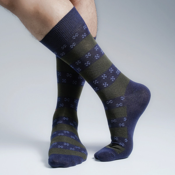 Navy Blue Color Premium Casual Long Socks [mb139-men-L-03na]