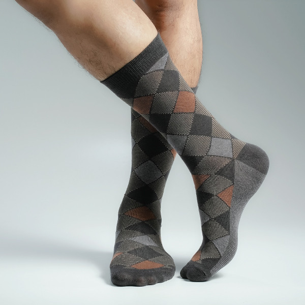 Charcoal Color Premium Casual Long Socks [mb159-men-L-01chr]