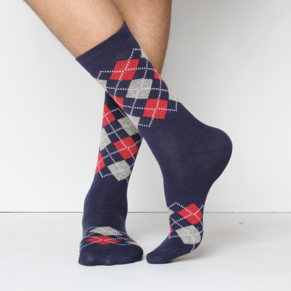 Navy Blue Color Casual Cotton Socks  [mb249-men-L-01bl]