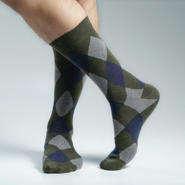 Olive Color Premium Casual Long Socks [mb169-men-L-08ol]