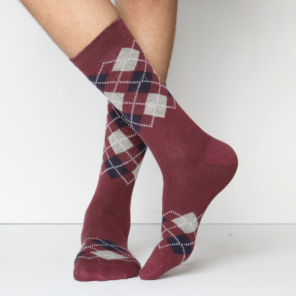 Maroon Color Casual Cotton Socks  [mb249-men-L-01mr]