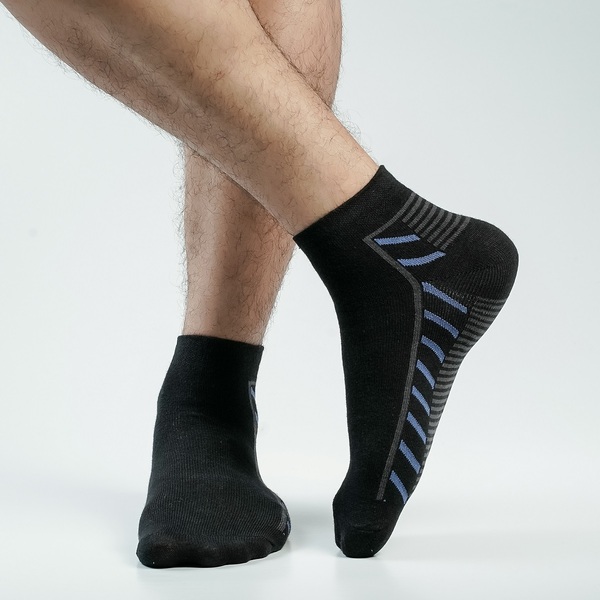Black Color Casual Ankle Socks [speed-men-A-11bl]