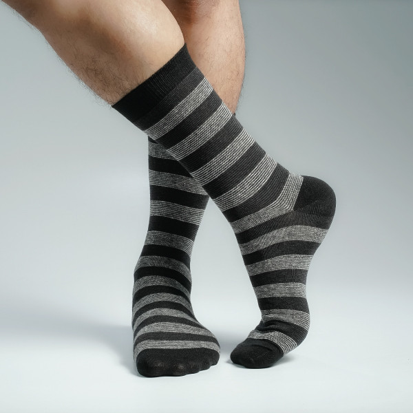 Black Color Premium Casual Long Socks [mb129-men-L-02]