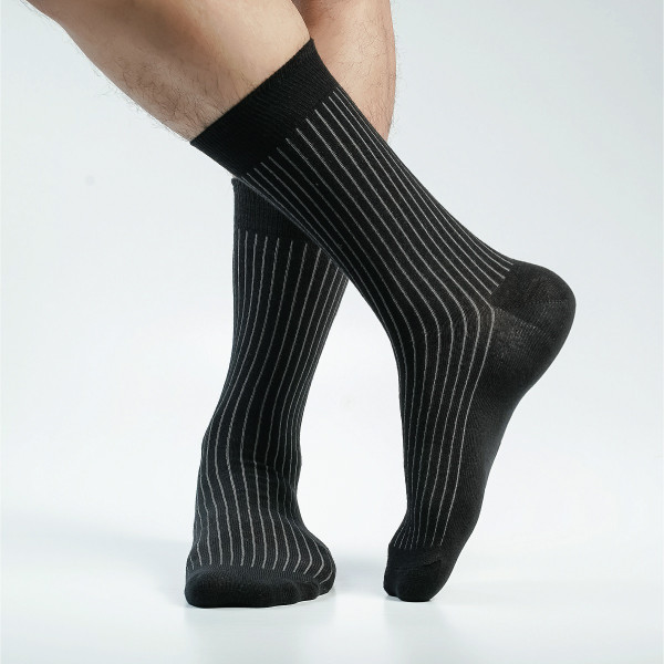 Black Color Premium Formal Long Socks [mb159-men-L-05bl]
