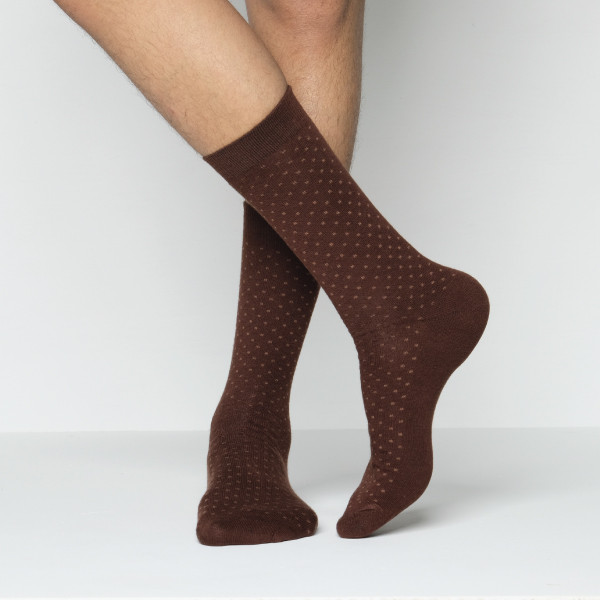 Chocolate Color Premium Formal Long Socks [mb149-men-L-14ch]