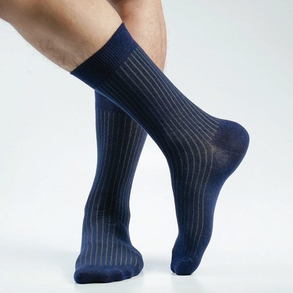 Navy Blue Color Premium Formal Long Socks [mb159-men-L-05na]