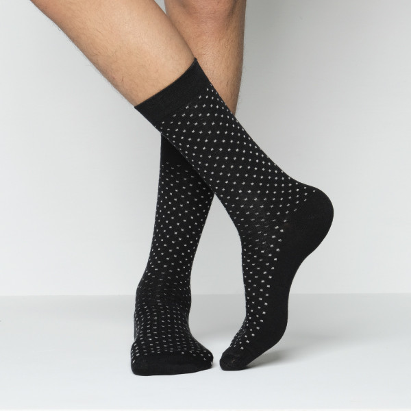 Black Color Premium Formal Long Socks [mb149-men-L-14bl]
