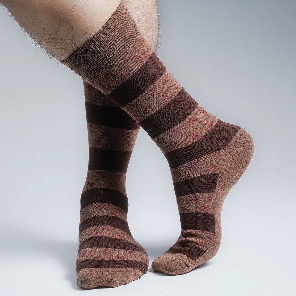 Brown Color Premium Casual Long Socks [mb139-men-L-03br]