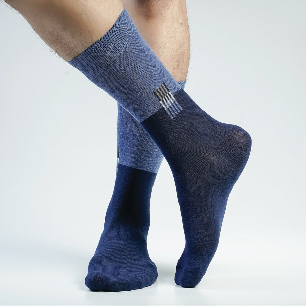 Navy Blue Color Premium Formal Long Socks [mb139-men-L-02na]