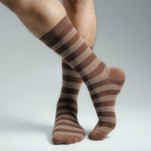 Brown Color Premium Casual Long Socks [mb129-men-L-03]