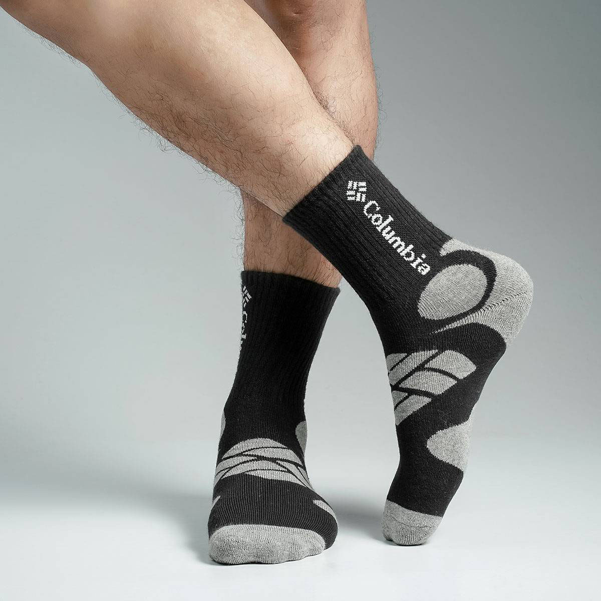 Black & Ash Color Premium Full-Terry Sports Ankle Socks [mb249-men-L-25]
