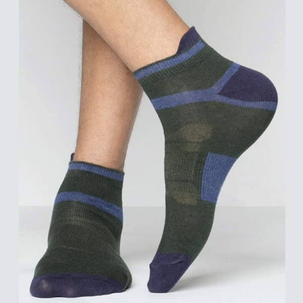 Green Color Casual Ankle Socks  [mb249-men-A-02gr]