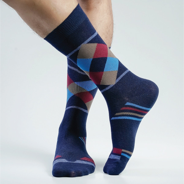 Navy Blue Color Premium Casual Long Socks [mb149-men-L-29na]