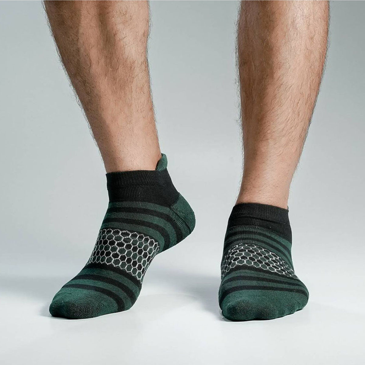 Green Color Premium Half-Terry Sports Ankle Socks [spremium-men-A-01gr]