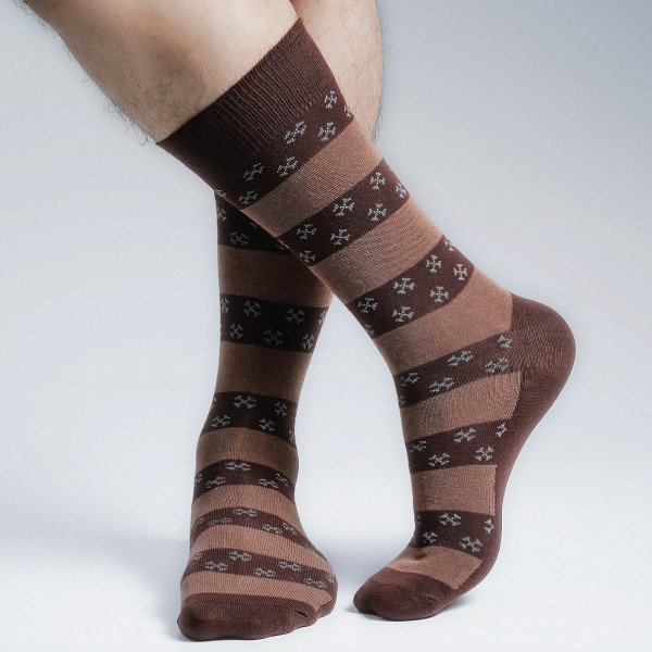 Chocolate Color Premium Casual Long Socks [mb139-men-L-03ch]